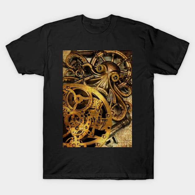 Time counter. Clockwork and octopus steampunk T-Shirt by CatCoconut-Art